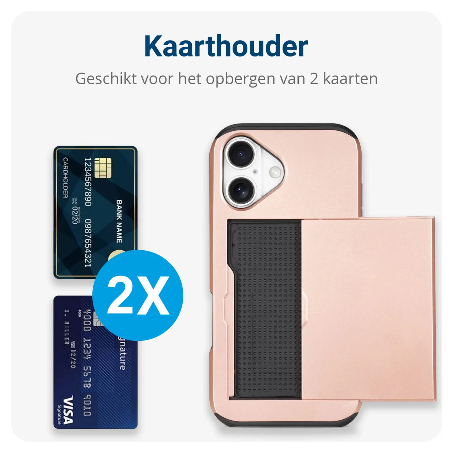 Apple iPhone 17 Hoesje met Slider Kaarthouder Back Cover Roze afbeelding 4