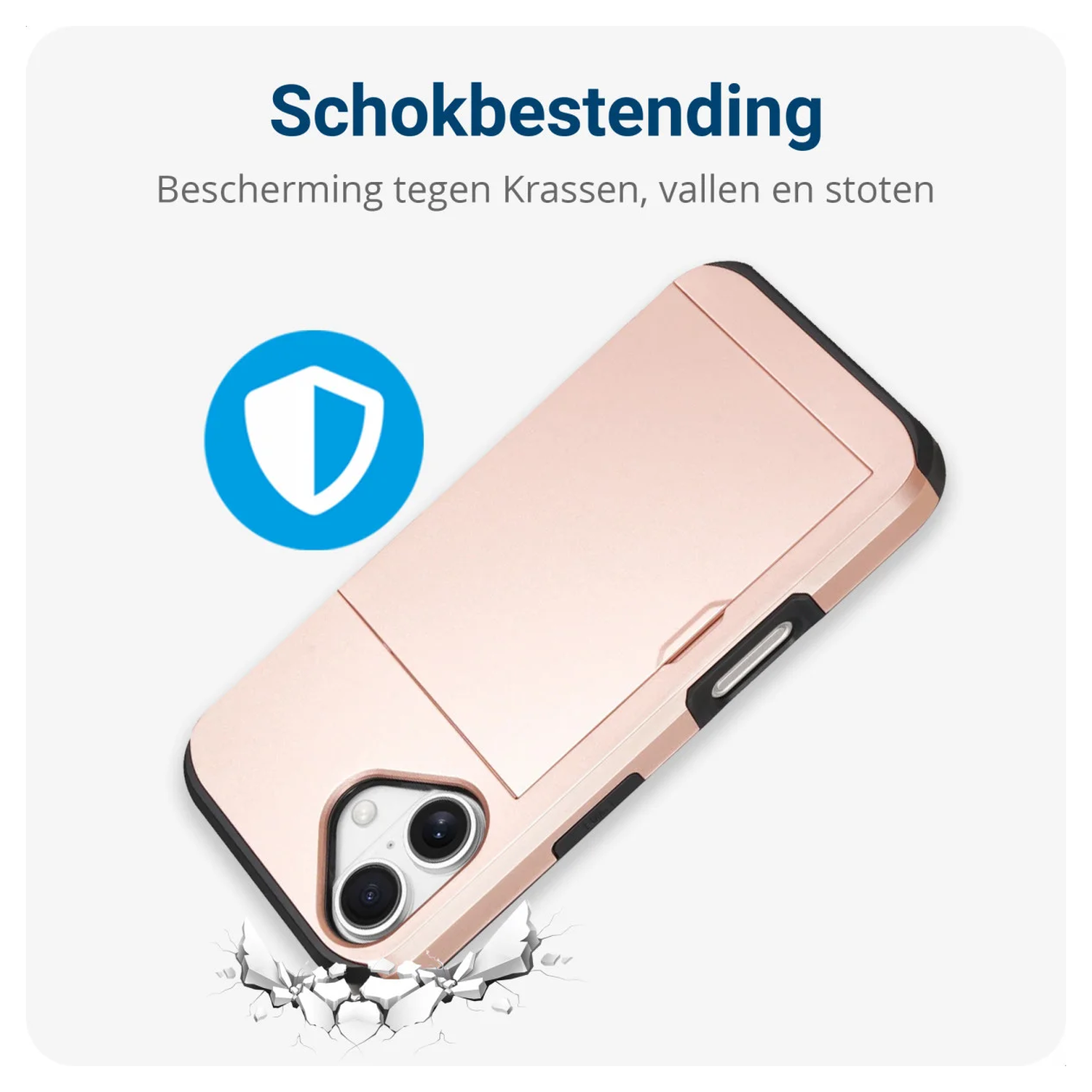 Apple iPhone 17 Hoesje met Slider Kaarthouder Back Cover Roze afbeelding 5