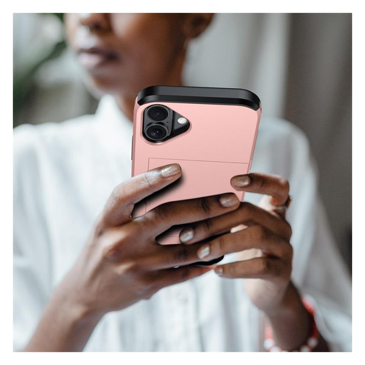 Apple iPhone 17 Hoesje met Slider Kaarthouder Back Cover Roze afbeelding 7