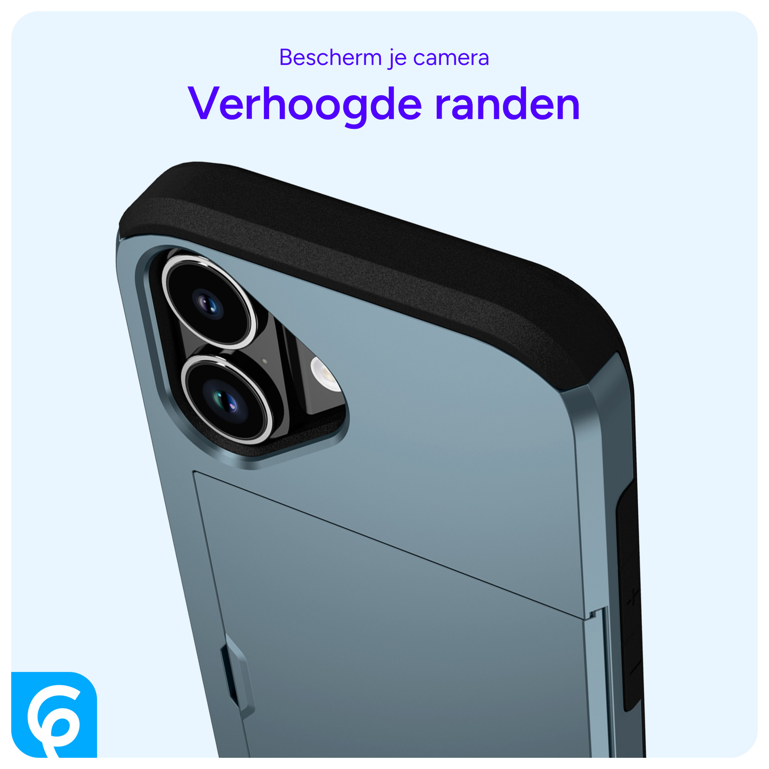 Apple iPhone 17 Hoesje met Slider Kaarthouder Back Cover Blauw afbeelding 6