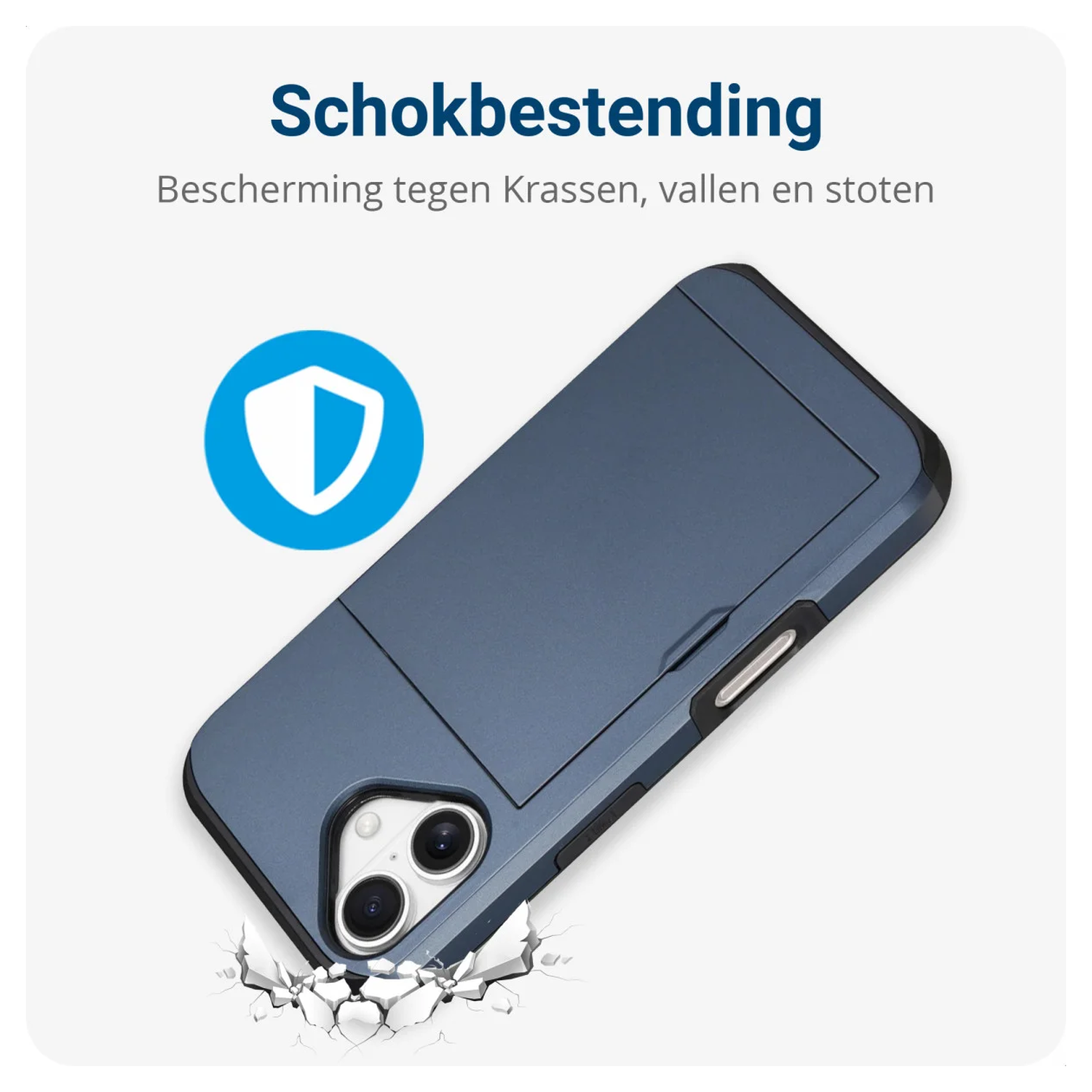 Apple iPhone 17 Hoesje met Slider Kaarthouder Back Cover Blauw afbeelding 5