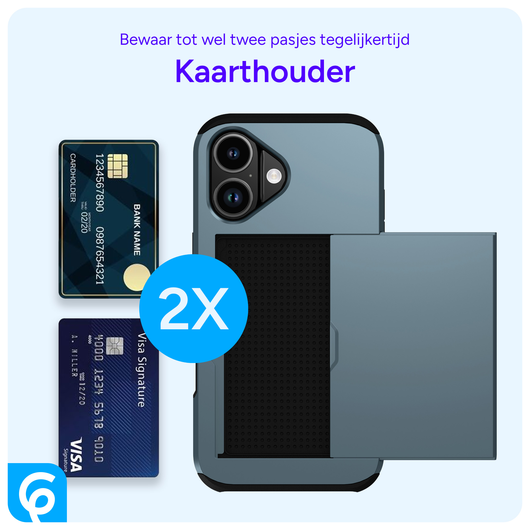 Apple iPhone 17 Hoesje met Slider Kaarthouder Back Cover Blauw afbeelding 8