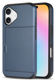 Apple iPhone 17 Hoesje met Slider Kaarthouder Back Cover Blauw afbeelding