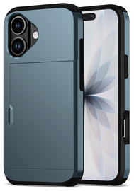 Apple iPhone 17 Hoesje met Slider Kaarthouder Back Cover Blauw afbeelding