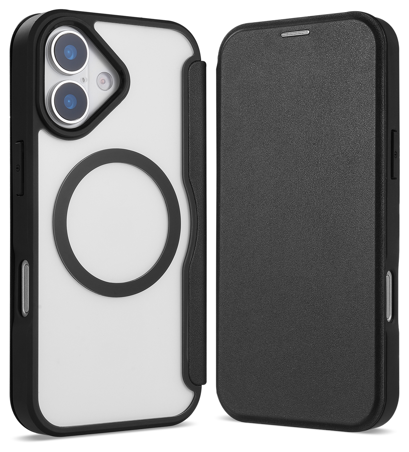 Apple iPhone 17 Hoesje met MagSafe Book Case Transparant Zwart afbeelding 2