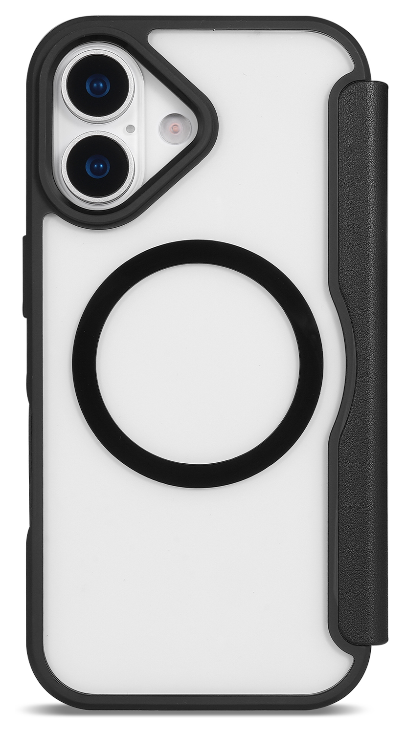 Apple iPhone 17 Hoesje met MagSafe Book Case Transparant Zwart afbeelding 4