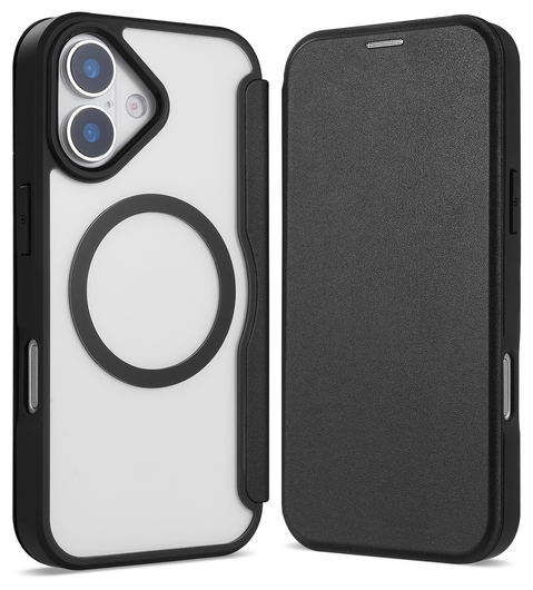 Apple iPhone 17 Hoesje met MagSafe Book Case Transparant Zwart afbeelding 2