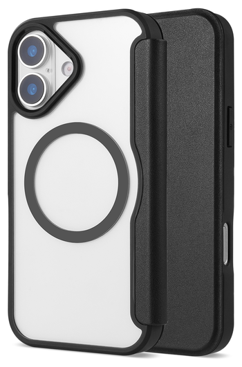 Apple iPhone 17 Hoesje met MagSafe Book Case Transparant Zwart afbeelding 3