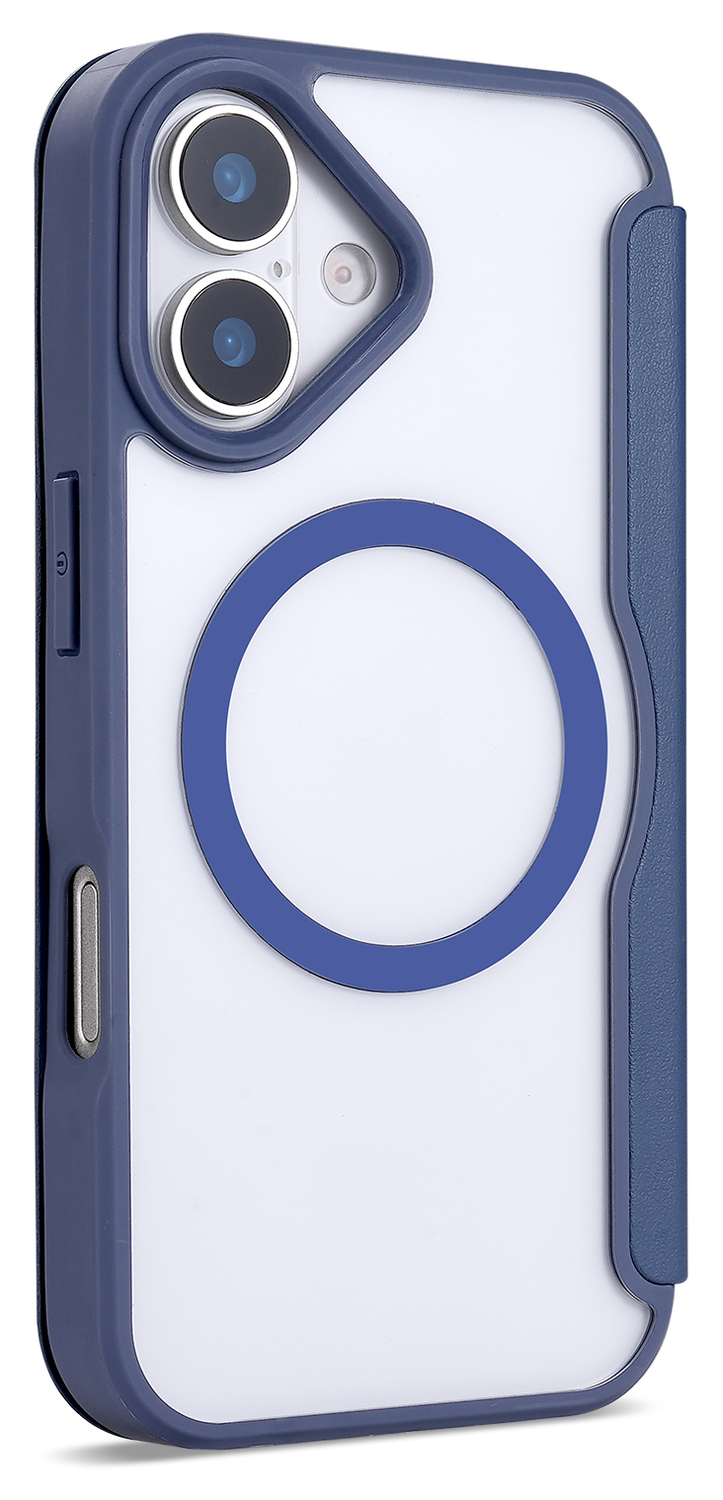 Apple iPhone 17 Hoesje met MagSafe Book Case Transparant Blauw afbeelding 7
