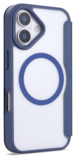 Apple iPhone 17 Hoesje met MagSafe Book Case Transparant Blauw afbeelding 7