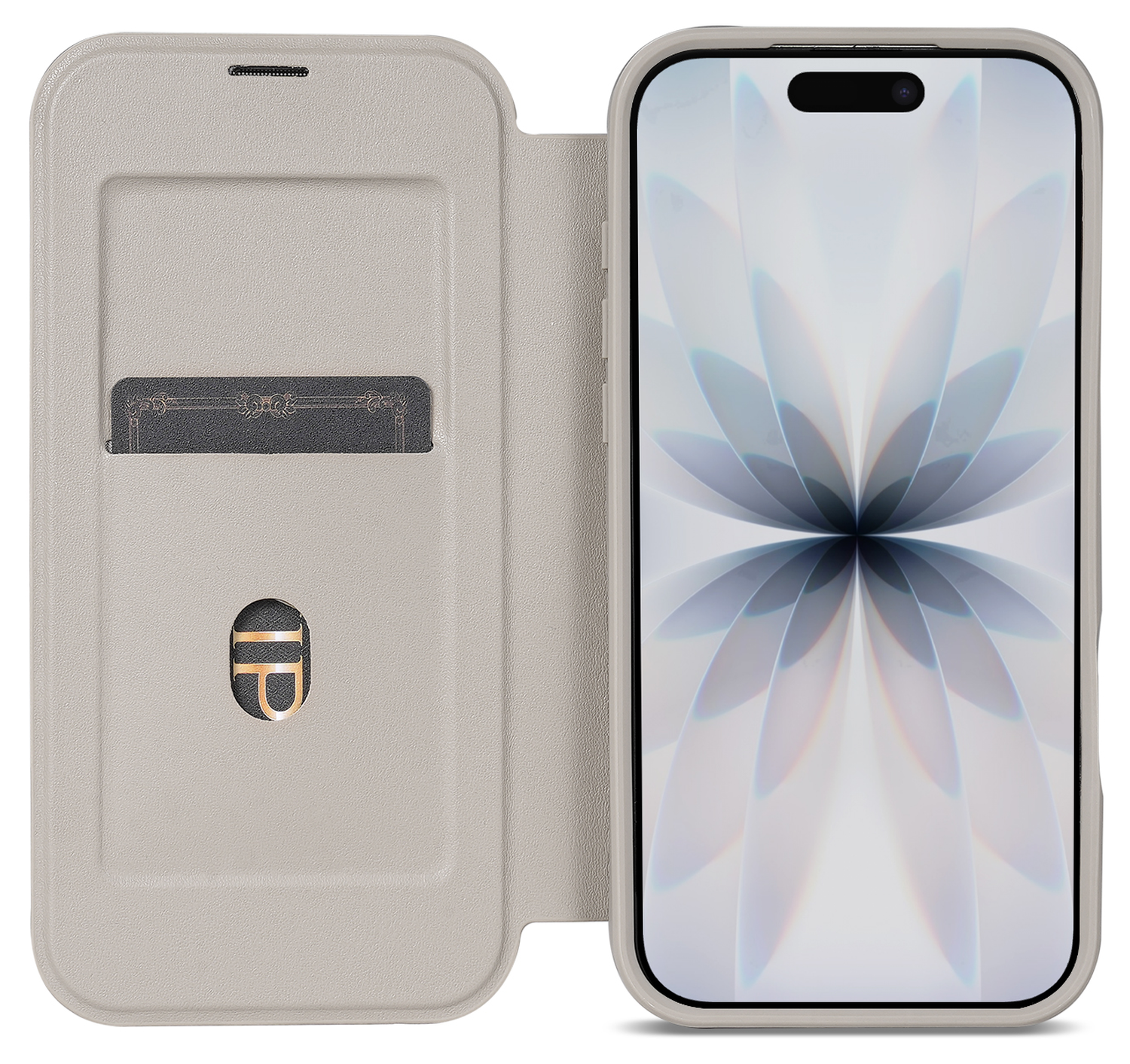 Apple iPhone 17 Hoesje met MagSafe Book Case Transparant Beige afbeelding 1