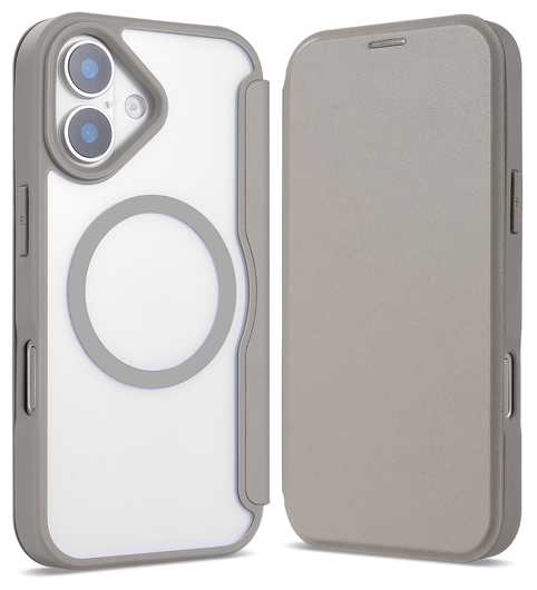 Apple iPhone 17 Hoesje met MagSafe Book Case Transparant Beige afbeelding 2