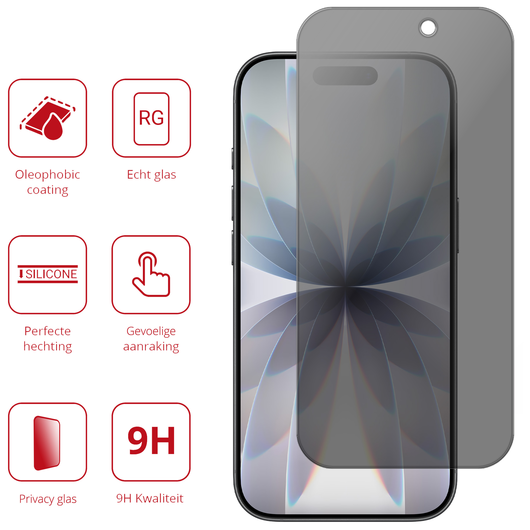 Rosso iPhone 17 9H Tempered Glass Screen Protector Privacy afbeelding 2