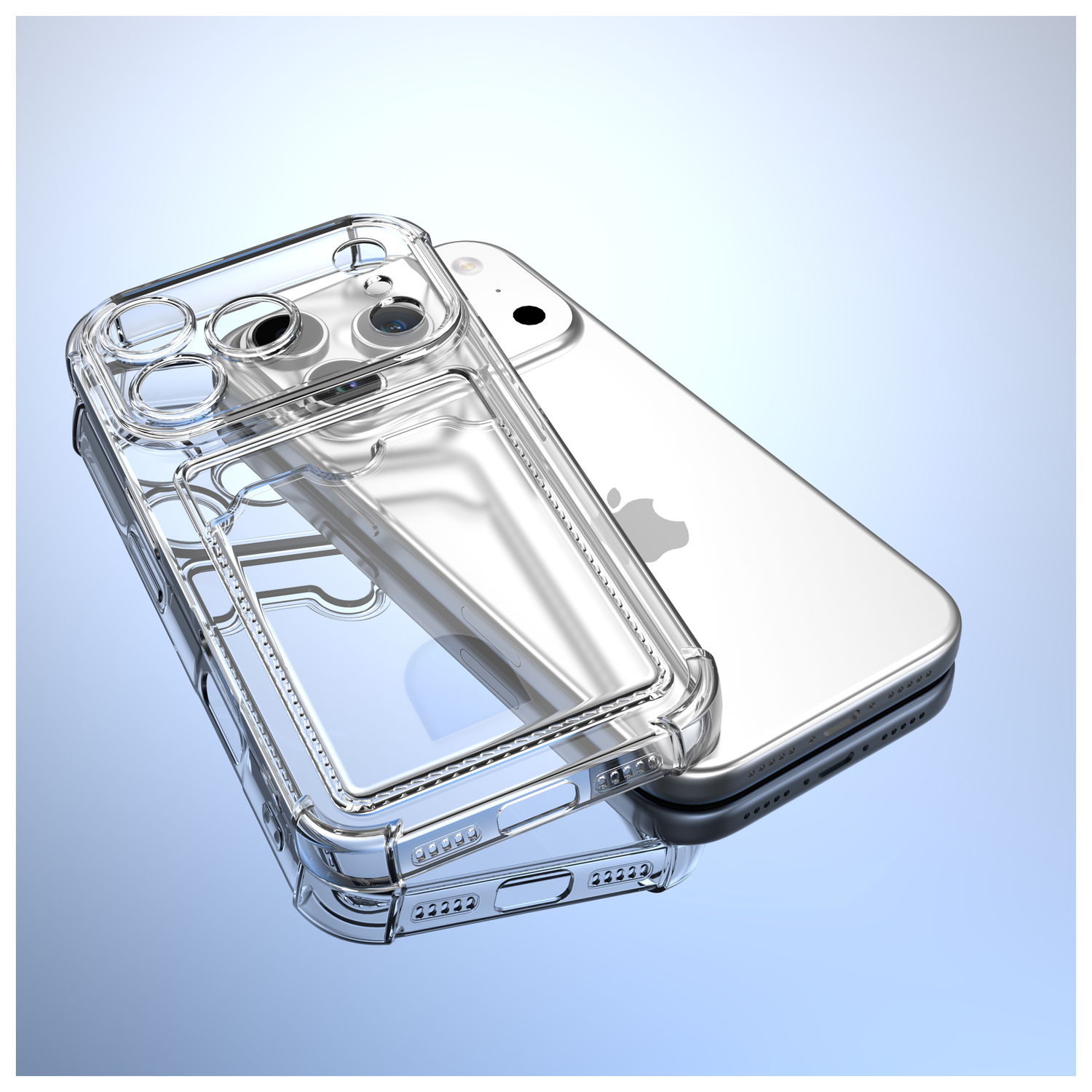 Apple iPhone 17 Pro Hoesje Dun TPU met Pasjeshouder Back Cover Transparant afbeelding 3