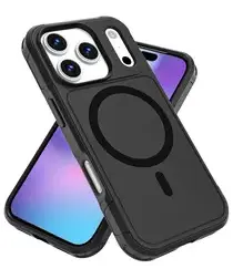 Apple iPhone 17 Pro Hoesje Dual-Layer Hybride Back Cover met MagSafe Zwart afbeelding