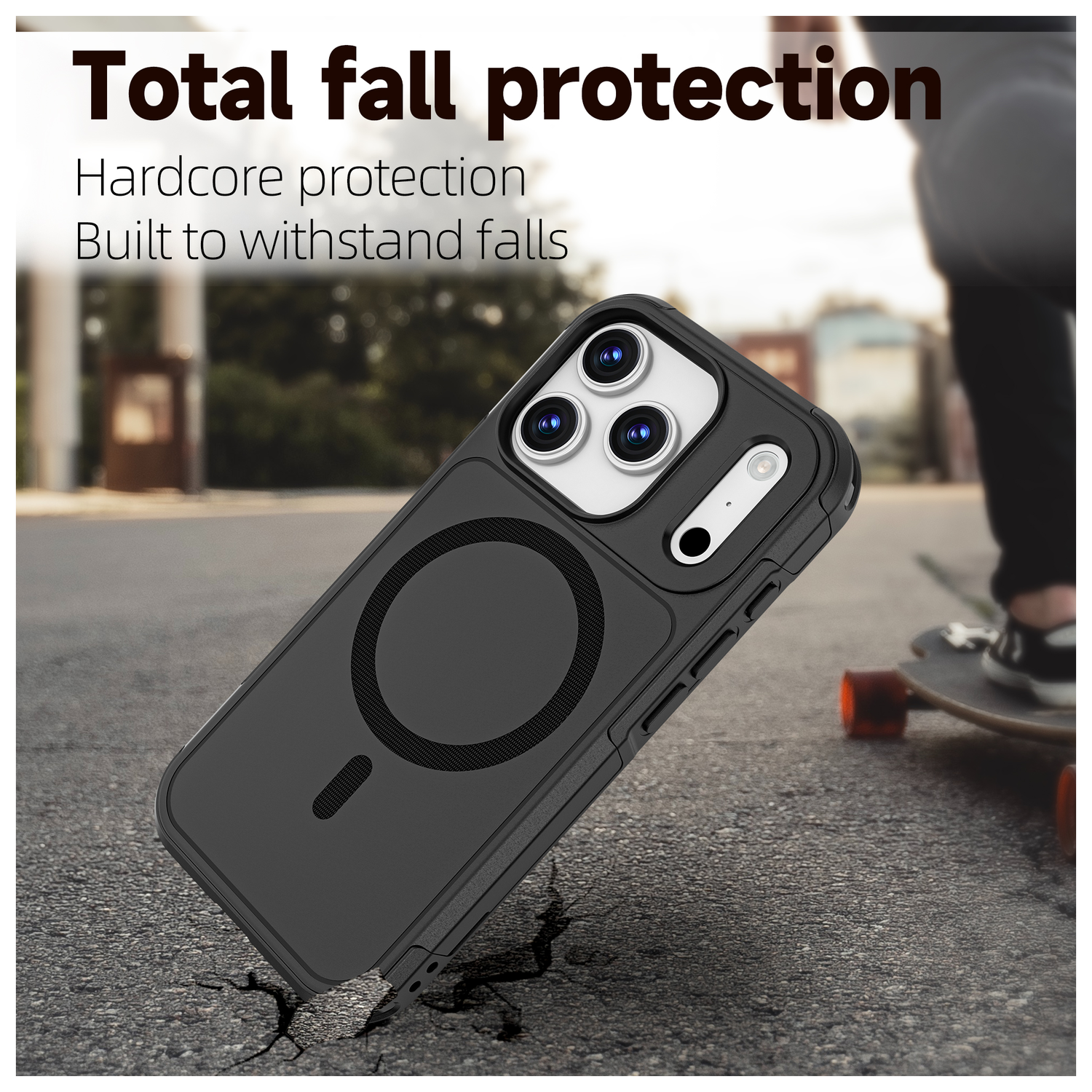 Apple iPhone 17 Pro Hoesje Dual-Layer Hybride Back Cover met MagSafe Zwart afbeelding 4