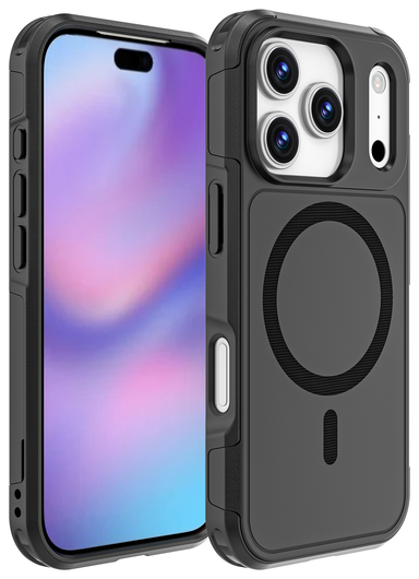 Apple iPhone 17 Pro Hoesje Dual-Layer Hybride Back Cover met MagSafe Zwart afbeelding 2