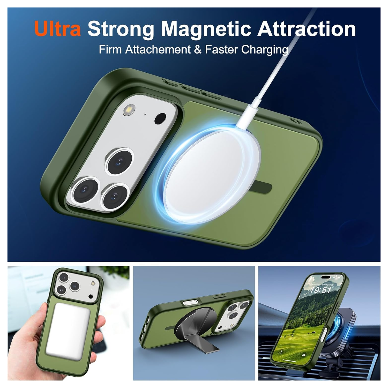 iPhone 17 Pro Hoesje met MagSafe Back Cover Matte Groen afbeelding 4