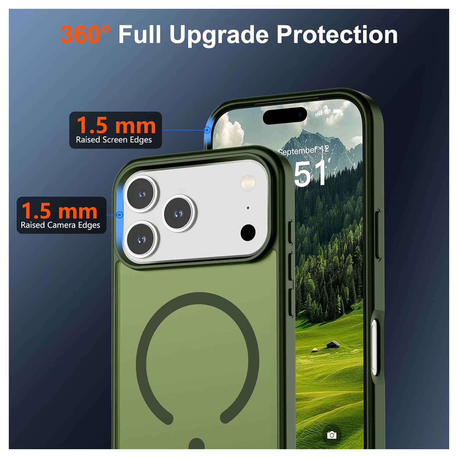iPhone 17 Pro Hoesje met MagSafe Back Cover Matte Groen afbeelding 5