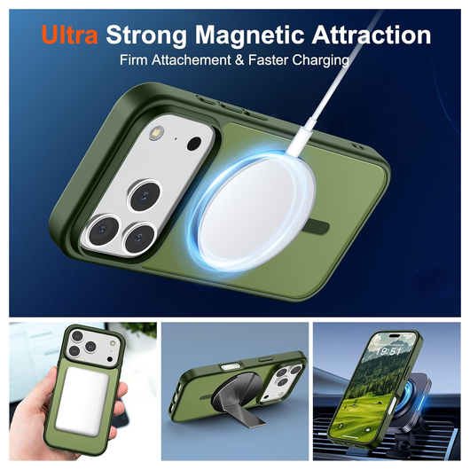iPhone 17 Pro Hoesje met MagSafe Back Cover Matte Groen afbeelding 4