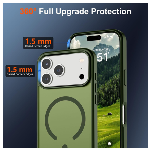 iPhone 17 Pro Hoesje met MagSafe Back Cover Matte Groen afbeelding 5