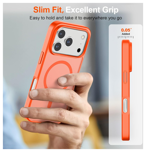 iPhone 17 Pro Hoesje met MagSafe Back Cover Matte Oranje afbeelding 6
