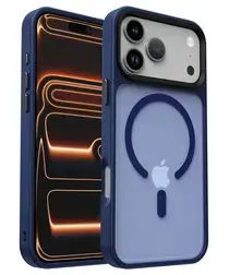 iPhone 17 Pro Hoesje met MagSafe Back Cover Matte Donker Blauw afbeelding