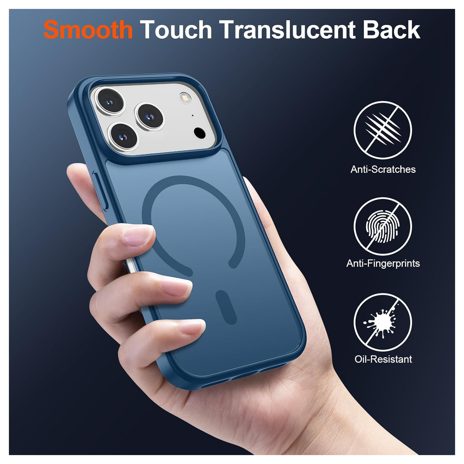 iPhone 17 Pro Hoesje met MagSafe Back Cover Matte Donker Blauw afbeelding 2