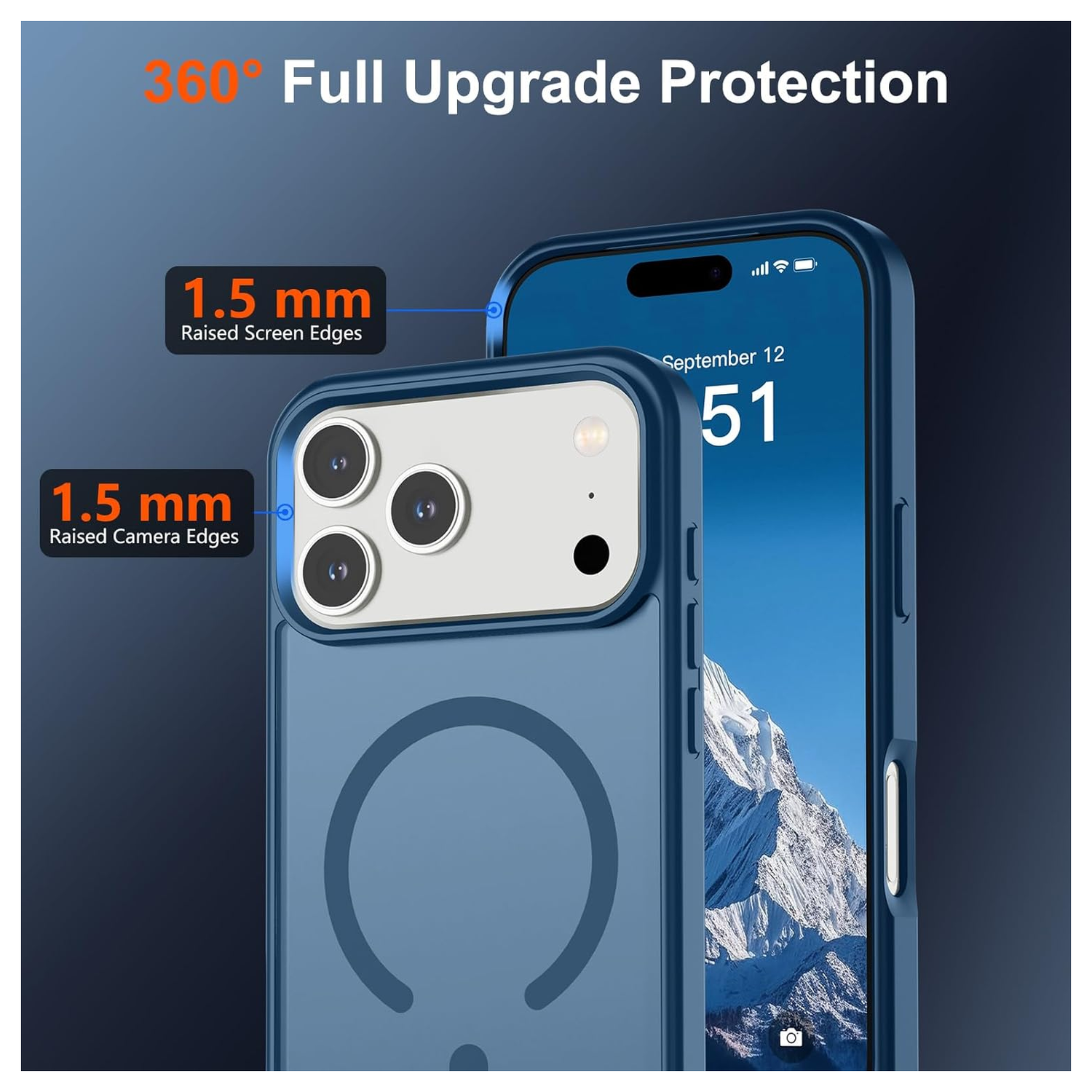 iPhone 17 Pro Hoesje met MagSafe Back Cover Matte Donker Blauw afbeelding 5