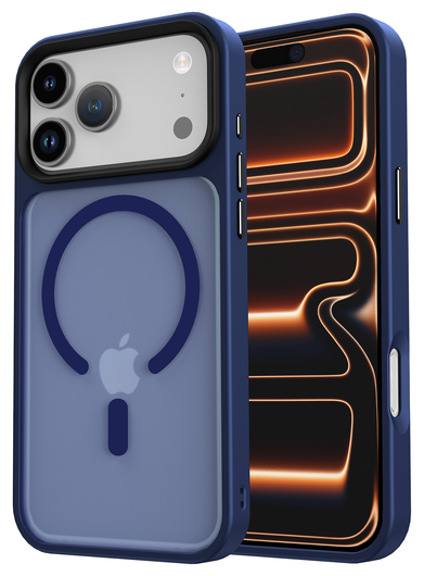 iPhone 17 Pro Hoesje met MagSafe Back Cover Matte Donker Blauw afbeelding 15