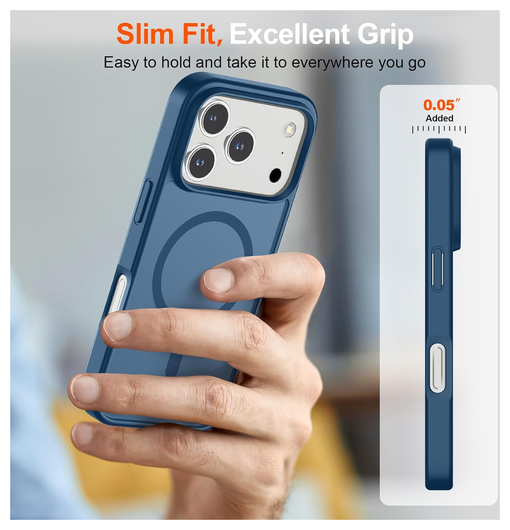 iPhone 17 Pro Hoesje met MagSafe Back Cover Matte Donker Blauw afbeelding 6
