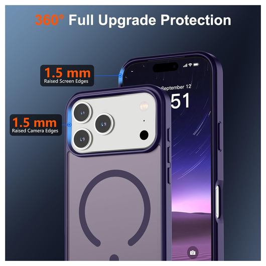 iPhone 17 Pro Hoesje met MagSafe Back Cover Matte Donker Paars afbeelding 5