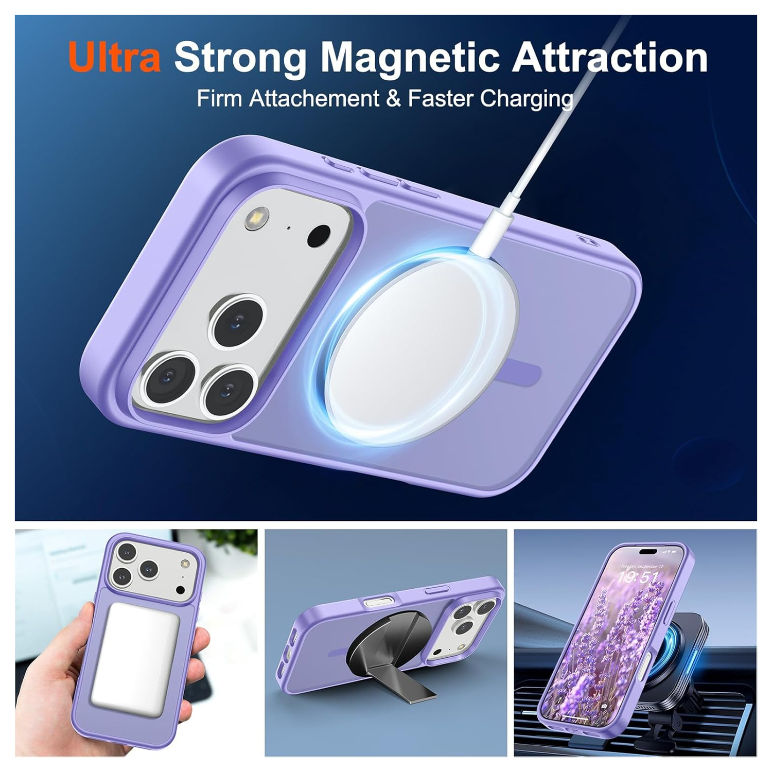 iPhone 17 Pro Hoesje met MagSafe Back Cover Matte Paars afbeelding 4