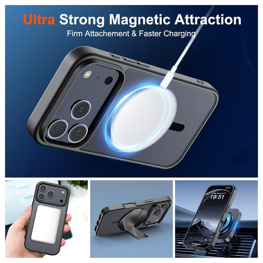 iPhone 17 Pro Hoesje met MagSafe Back Cover Matte Zwart afbeelding 4