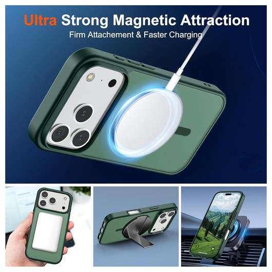 iPhone 17 Pro Hoesje met MagSafe Back Cover Matte Donker Groen afbeelding 4