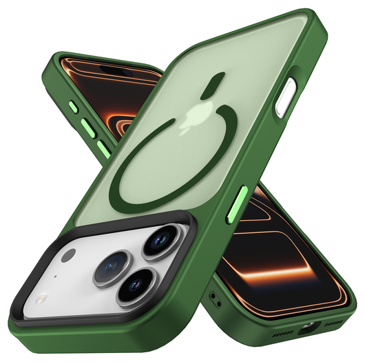 iPhone 17 Pro Hoesje met MagSafe Back Cover Matte Donker Groen afbeelding 7