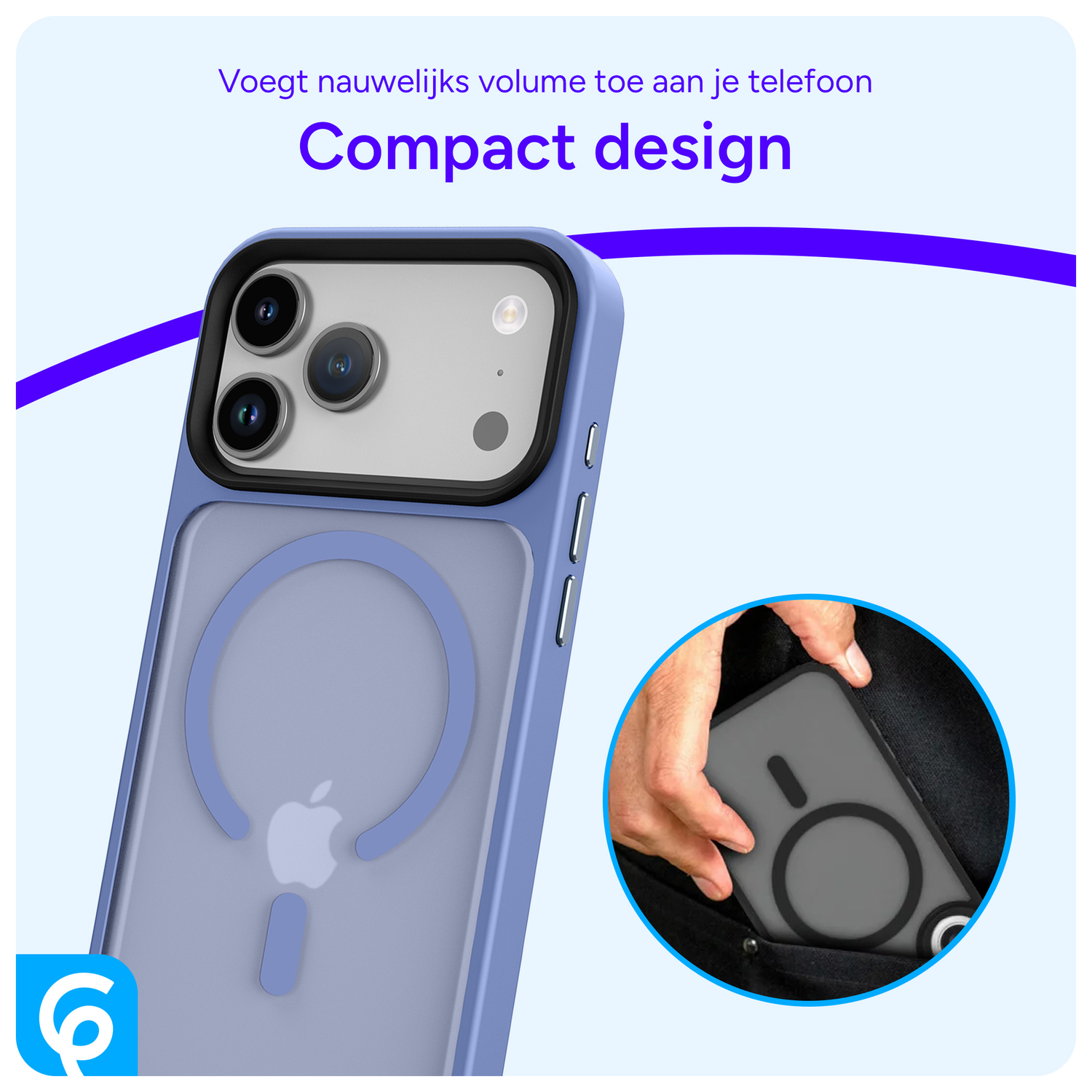 iPhone 17 Pro Hoesje met MagSafe Back Cover Matte Blauw afbeelding 6