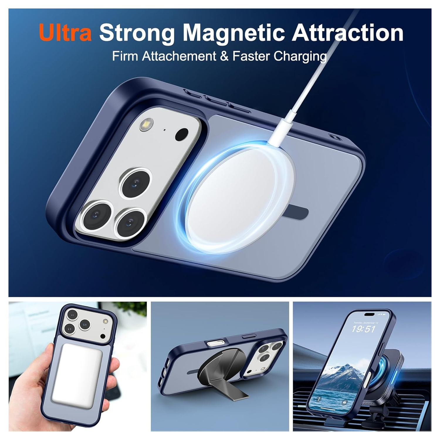 iPhone 17 Pro Hoesje met MagSafe Back Cover Matte Blauw afbeelding 4