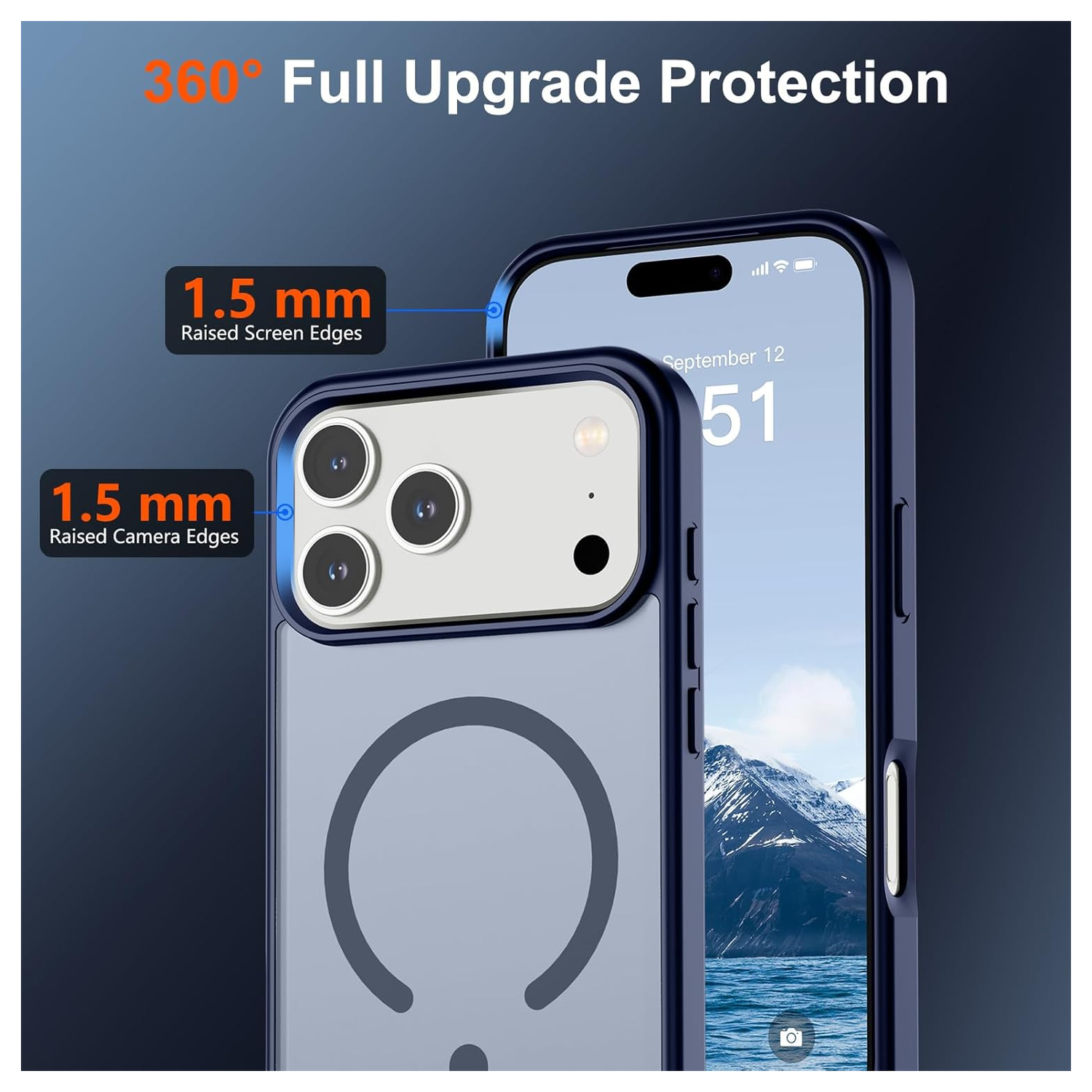 iPhone 17 Pro Hoesje met MagSafe Back Cover Matte Blauw afbeelding 5