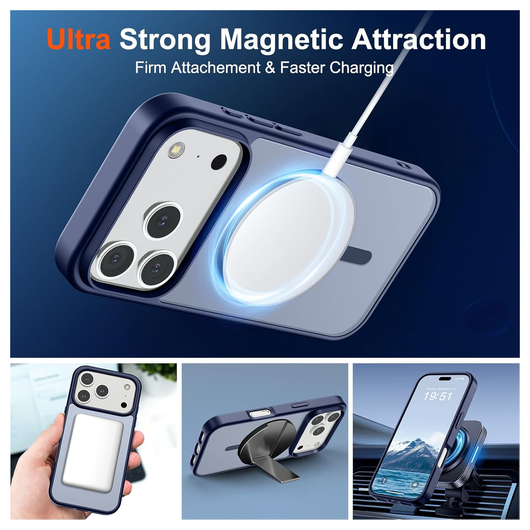 iPhone 17 Pro Hoesje met MagSafe Back Cover Matte Blauw afbeelding 4