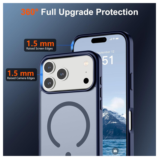iPhone 17 Pro Hoesje met MagSafe Back Cover Matte Blauw afbeelding 5