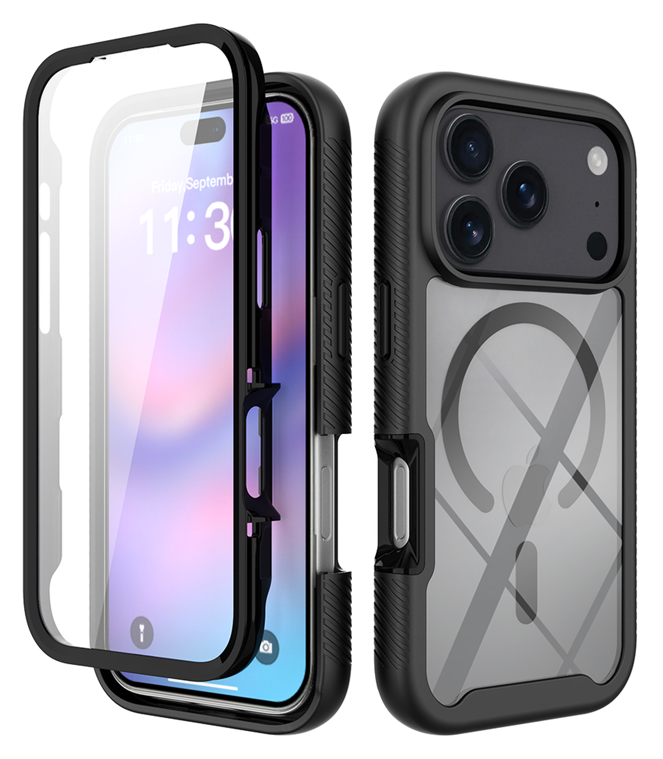 Apple iPhone 17 Pro Hoesje Full Protect 360° Cover met MagSafe Zwart afbeelding 1