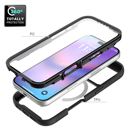 Apple iPhone 17 Pro Hoesje Full Protect 360° Cover met MagSafe Zwart afbeelding 2