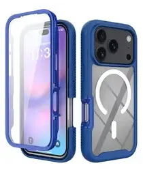 Apple iPhone 17 Pro Hoesje Full Protect 360° Cover met MagSafe Blauw afbeelding