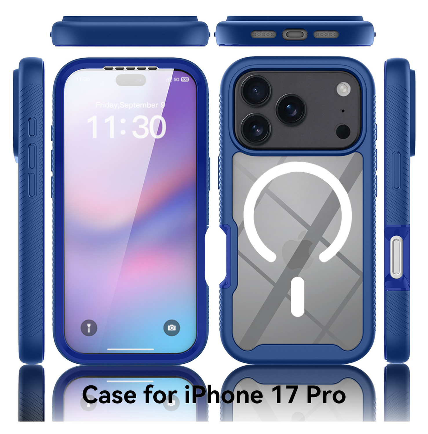 Apple iPhone 17 Pro Hoesje Full Protect 360° Cover met MagSafe Blauw afbeelding 6