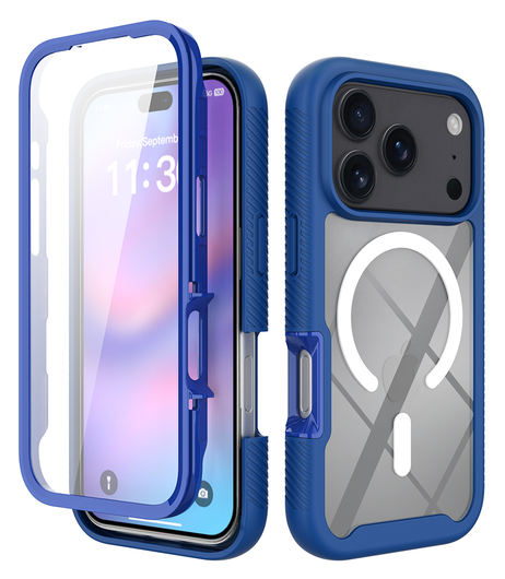 Apple iPhone 17 Pro Hoesje Full Protect 360° Cover met MagSafe Blauw afbeelding 1