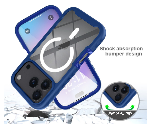 Apple iPhone 17 Pro Hoesje Full Protect 360° Cover met MagSafe Blauw afbeelding 3