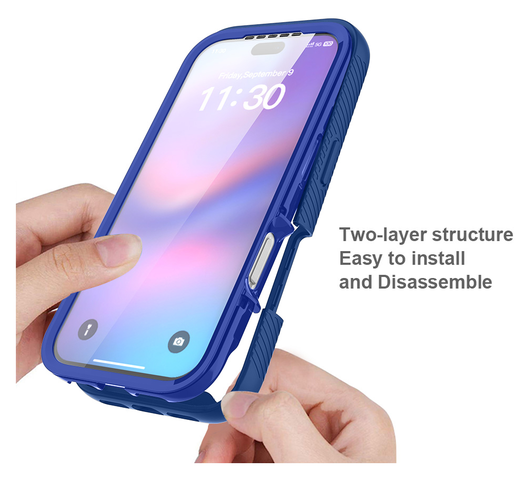 Apple iPhone 17 Pro Hoesje Full Protect 360° Cover met MagSafe Blauw afbeelding 4