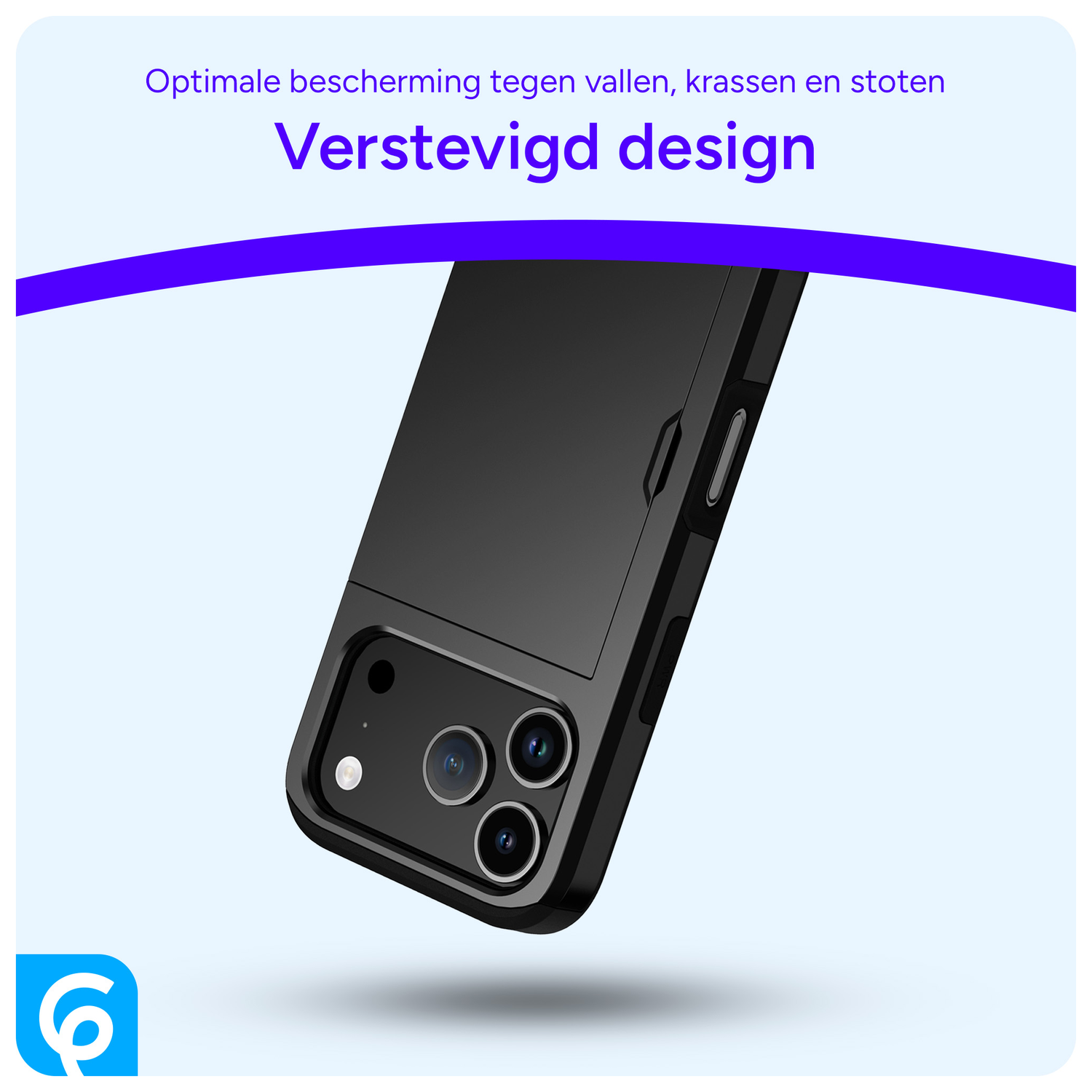 Apple iPhone 17 Pro Hoesje met Slider Kaarthouder Back Cover Zwart afbeelding 2