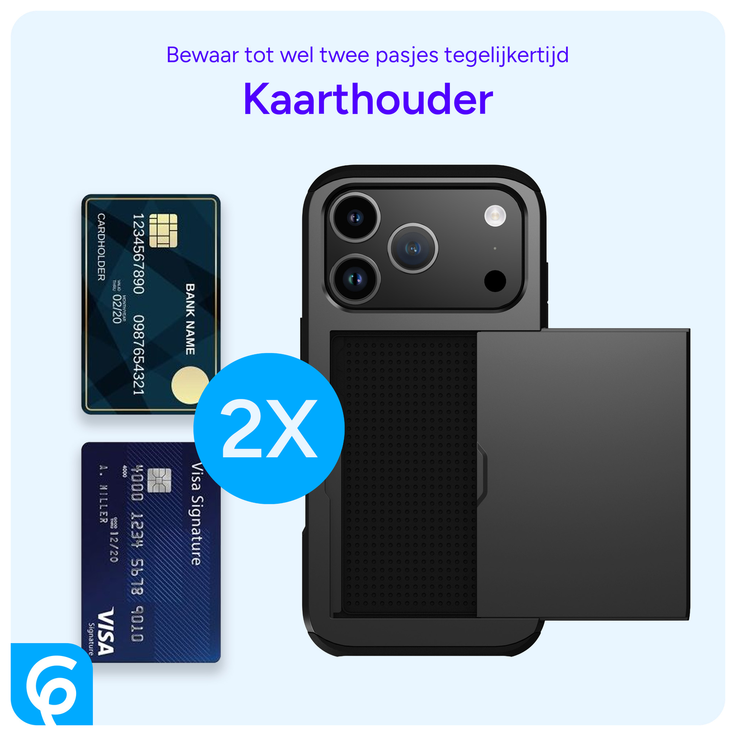 Apple iPhone 17 Pro Hoesje met Slider Kaarthouder Back Cover Zwart afbeelding 5